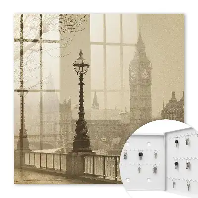 Wall mounted key cabinet Foggy London in the fog