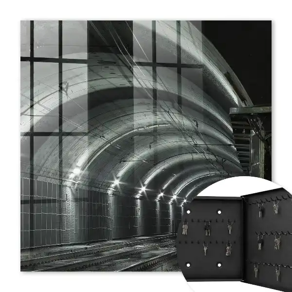 Wall mounted key cabinet Railway tunnel with dynamic curves