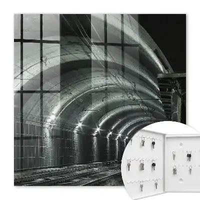 Wall mounted key cabinet Railway tunnel with dynamic curves