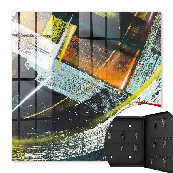 Wall mounted key box A colorful swirl of colors and shapes
