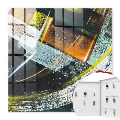Wall mounted key box A colorful swirl of colors and shapes