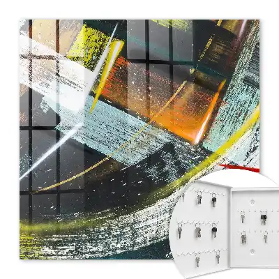 Wall mounted key box A colorful swirl of colors and shapes
