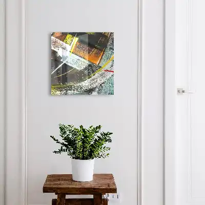 Wall mounted key box A colorful swirl of colors and shapes