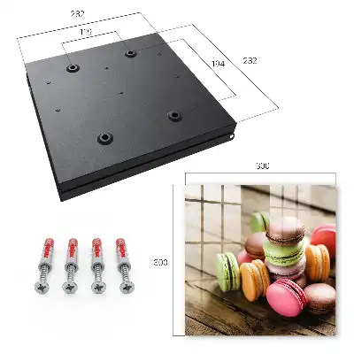 Decorative key box with a colorful sweets design on a wooden background