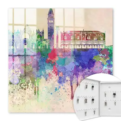 Wall mounted key cabinet Urban watercolor with spots