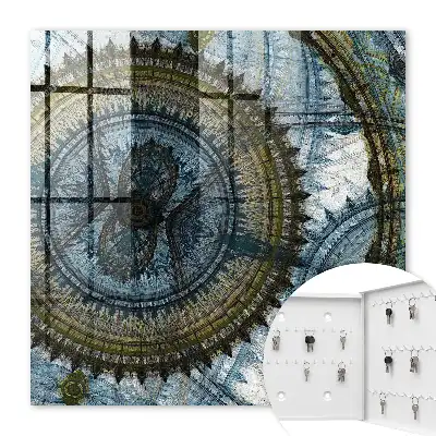 Geometric mandala harmony motif wall mounted key box