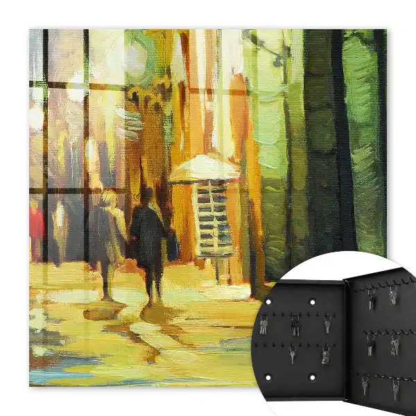 Decorative key box Night city with green tones