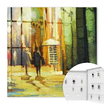 Decorative key box Night city with green tones