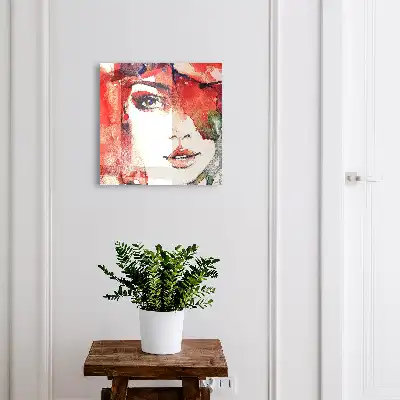 Wall mounted key cabinet Portrait of a woman in abstract colors