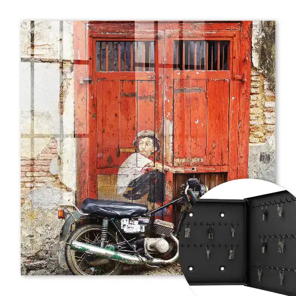 Key box for home Street art with a motorcycle painting