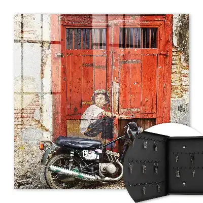 Key box for home Street art with a motorcycle painting