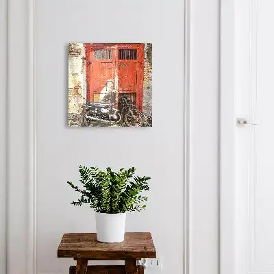 Key box for home Street art with a motorcycle painting
