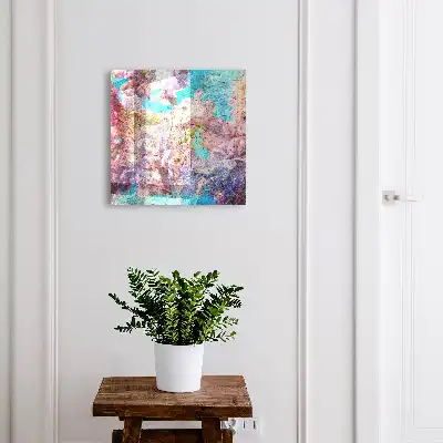 Wall mounted key box Colorful flowers in blue background
