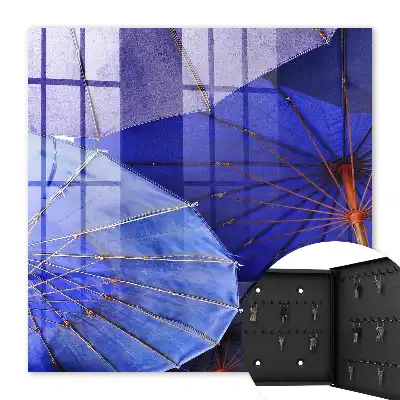 Decorative key box Blue umbrellas in a dynamic arrangement