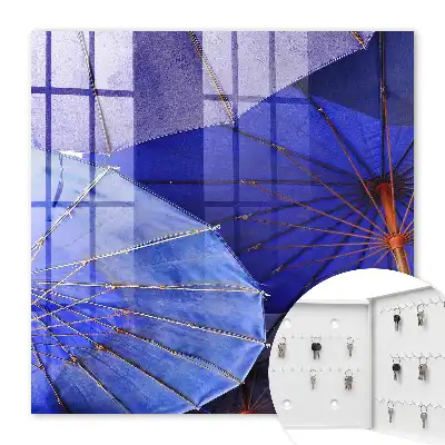 Decorative key box Blue umbrellas in a dynamic arrangement