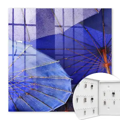 Decorative key box Blue umbrellas in a dynamic arrangement