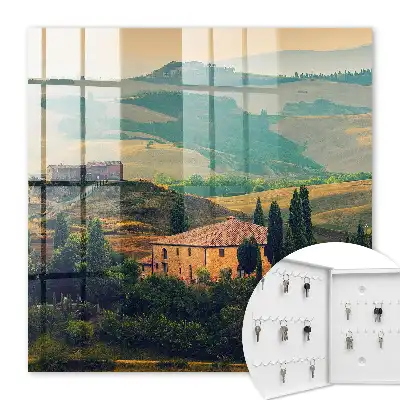 Key cabinet Tuscan landscape full of cypresses