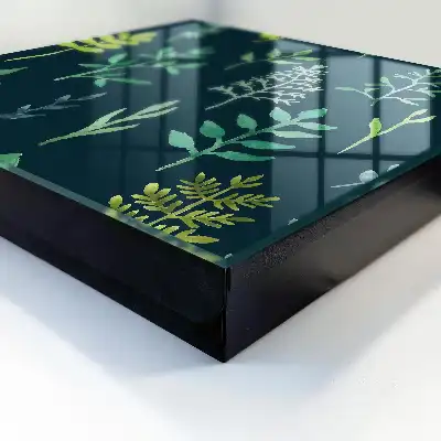 Wall mounted key box Watercolor leaves in a dark background