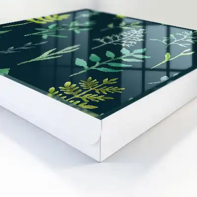 Wall mounted key box Watercolor leaves in a dark background