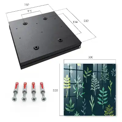 Wall mounted key box Watercolor leaves in a dark background