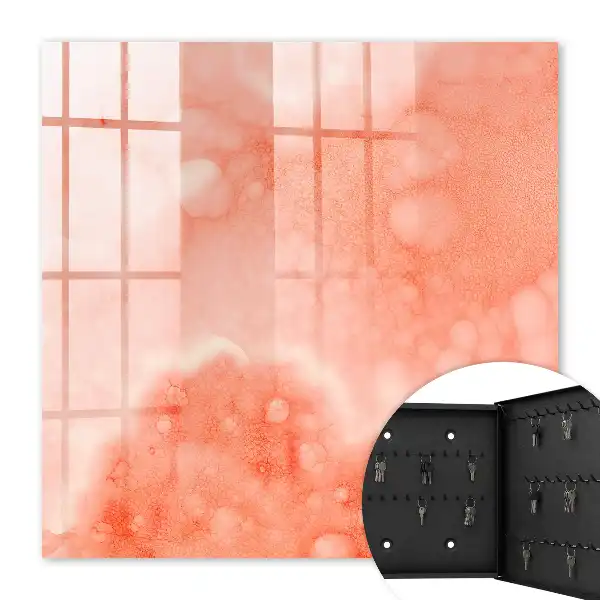 Wall mounted key cabinet Orange abstraction in the background