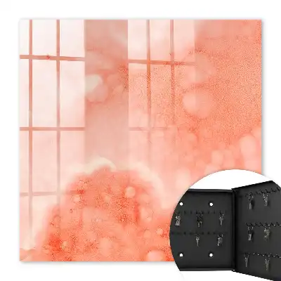 Wall mounted key cabinet Orange abstraction in the background