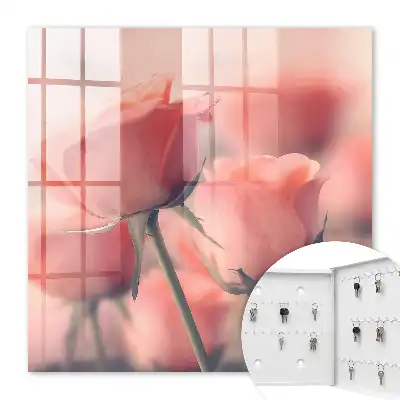 Key cabinet Delicate flowers in pastel shades