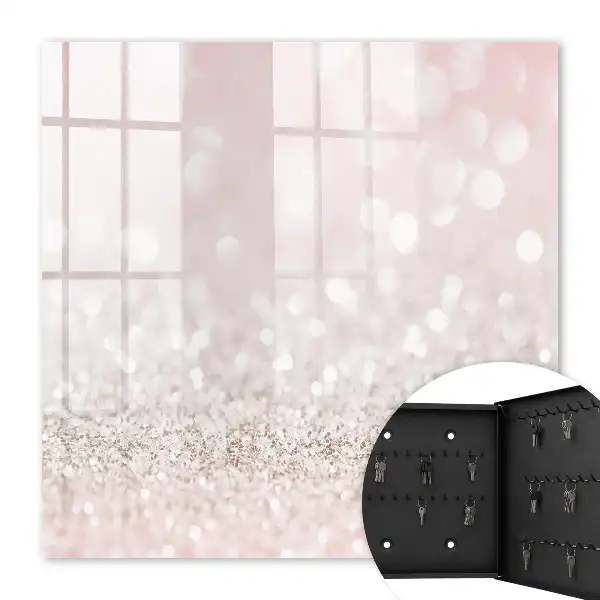 Wall mounted key cabinet Romantic bokeh glow pink and white lights