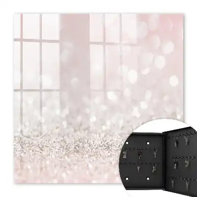 Wall mounted key cabinet Romantic bokeh glow pink and white lights