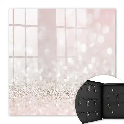 Wall mounted key cabinet Romantic bokeh glow pink and white lights