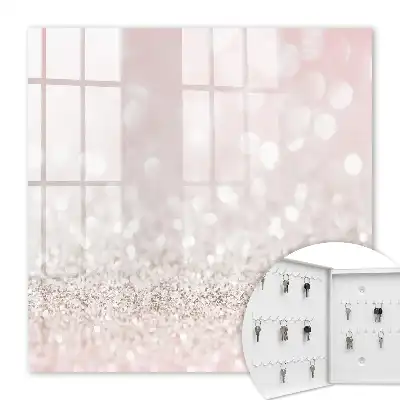Wall mounted key cabinet Romantic bokeh glow pink and white lights