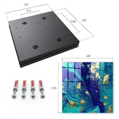 Wall mounted key cabinet Colorful abstraction in turquoise and navy blue