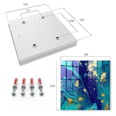Wall mounted key cabinet Colorful abstraction in turquoise and navy blue