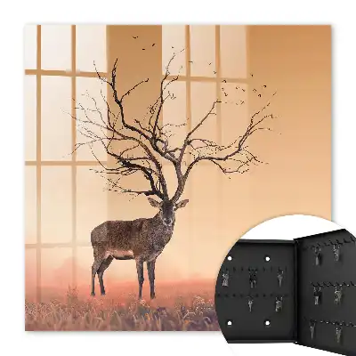 Wall mounted key box Magical Deer of the Orange Mist