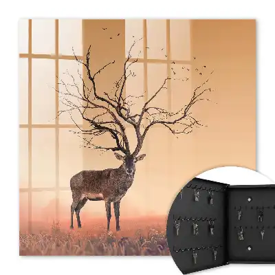 Wall mounted key box Magical Deer of the Orange Mist