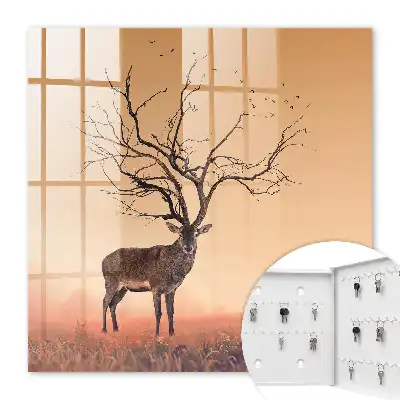 Wall mounted key box Magical Deer of the Orange Mist