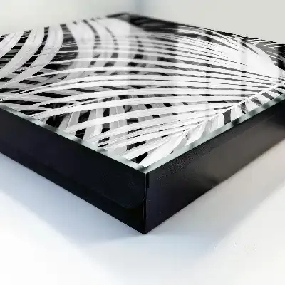Key cabinet Black and white palm leaves