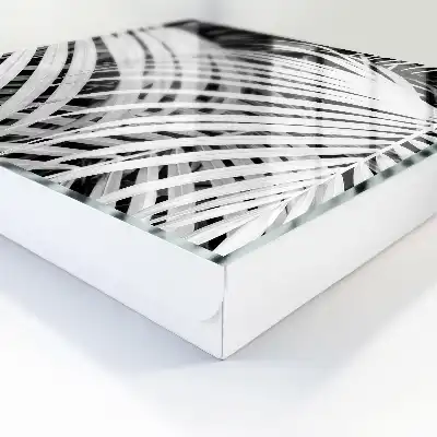 Key cabinet Black and white palm leaves