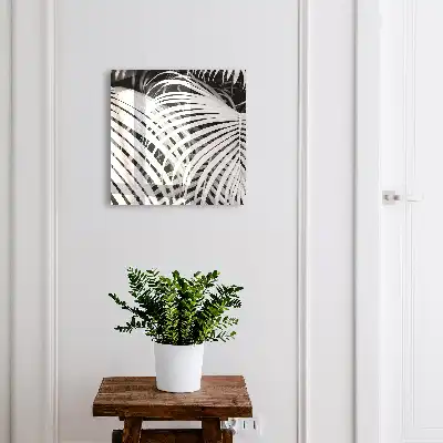 Key cabinet Black and white palm leaves