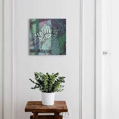 Wall mounted key box Mysterious leaves in dark shades