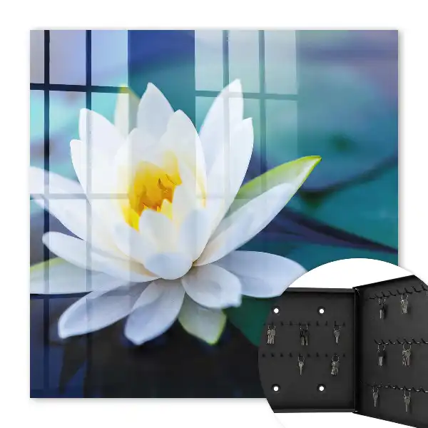 Wall mounted key cabinet Water lily meditation nature