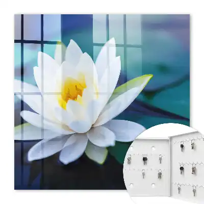 Wall mounted key cabinet Water lily meditation nature