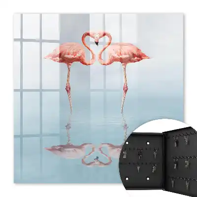 Wall mounted key box Flamingos love by the water