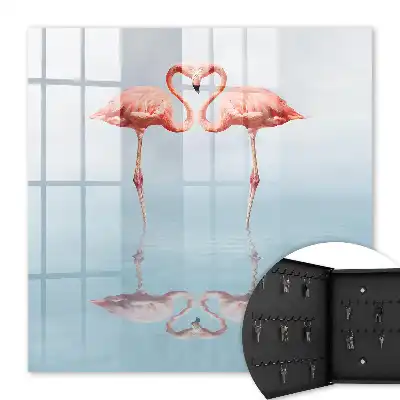 Wall mounted key box Flamingos love by the water
