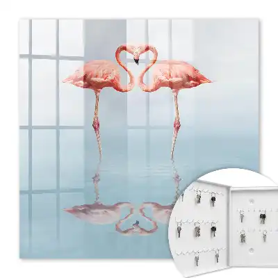 Wall mounted key box Flamingos love by the water