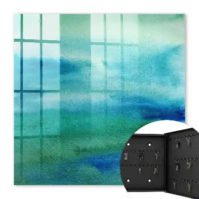 Decorative key box Watercolor blue green