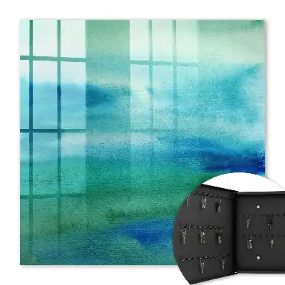 Decorative key box Watercolor blue green
