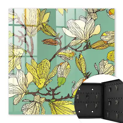 Wall mounted key cabinet Living nature with green background