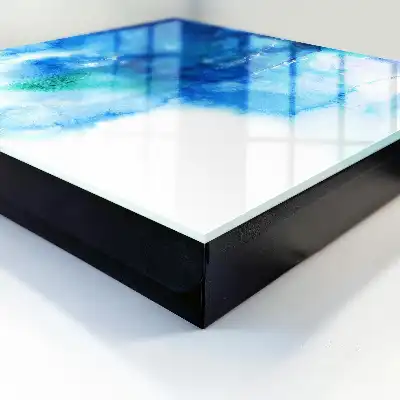 Wall mounted key cabinet Blue waves with green accents