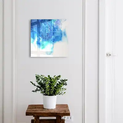 Wall mounted key cabinet Blue waves with green accents